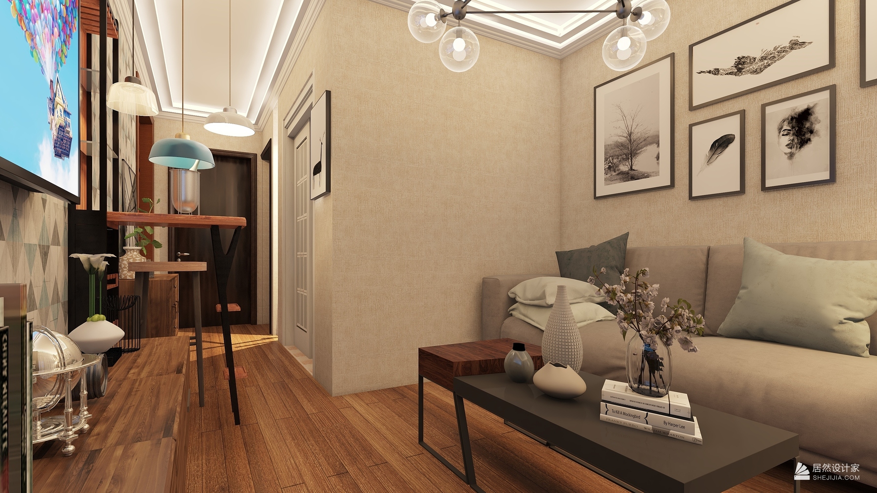 北欧风格一室两厅装修设计效果图