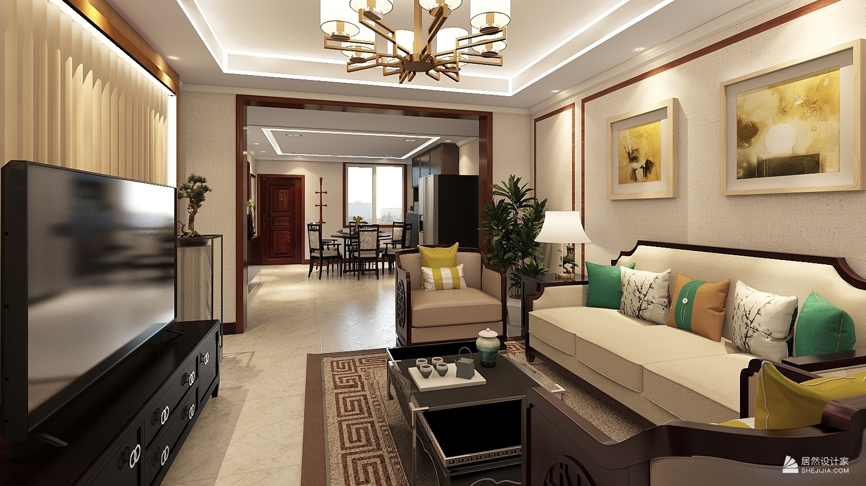 现代新中式 - 中式风格装修效果图 - 迟庆磊设计效果图 - 每平每屋