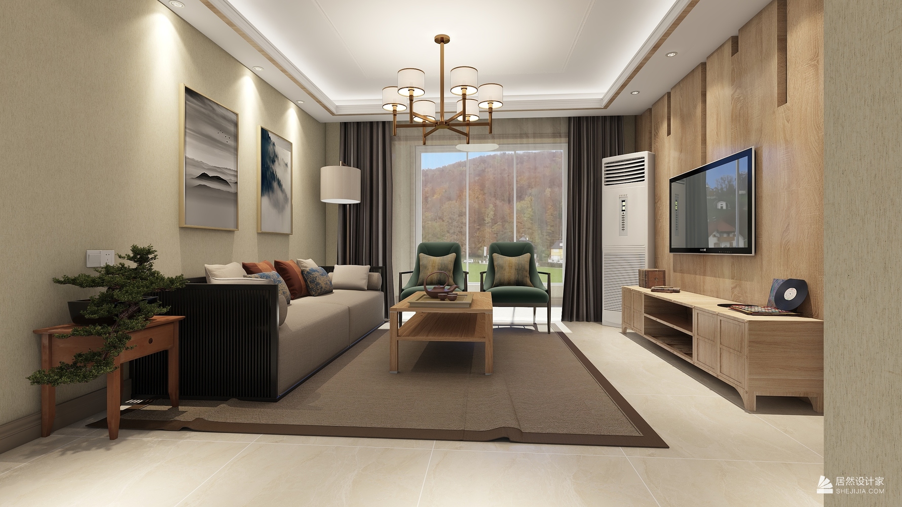 其它风格三室两厅装修设计效果图