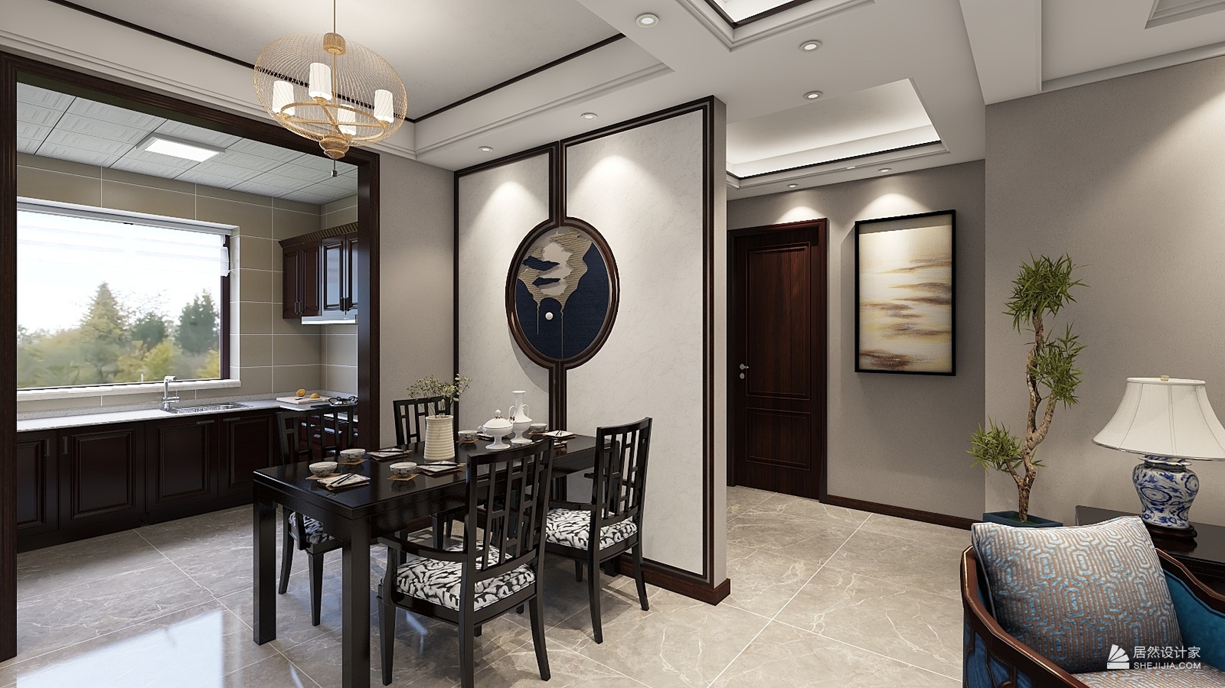 混搭风格三室两厅装修设计效果图