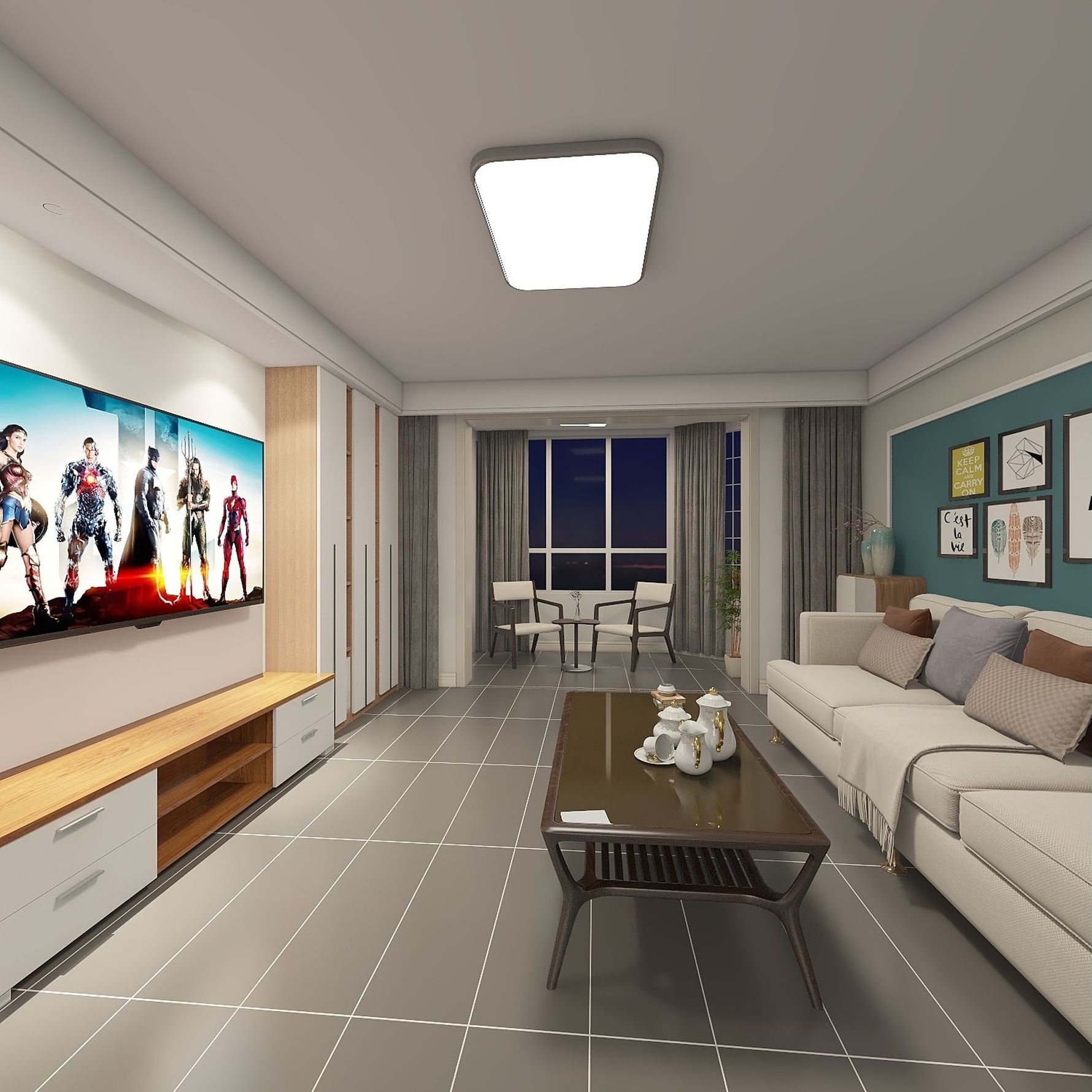 混搭风格两室一厅装修设计效果图