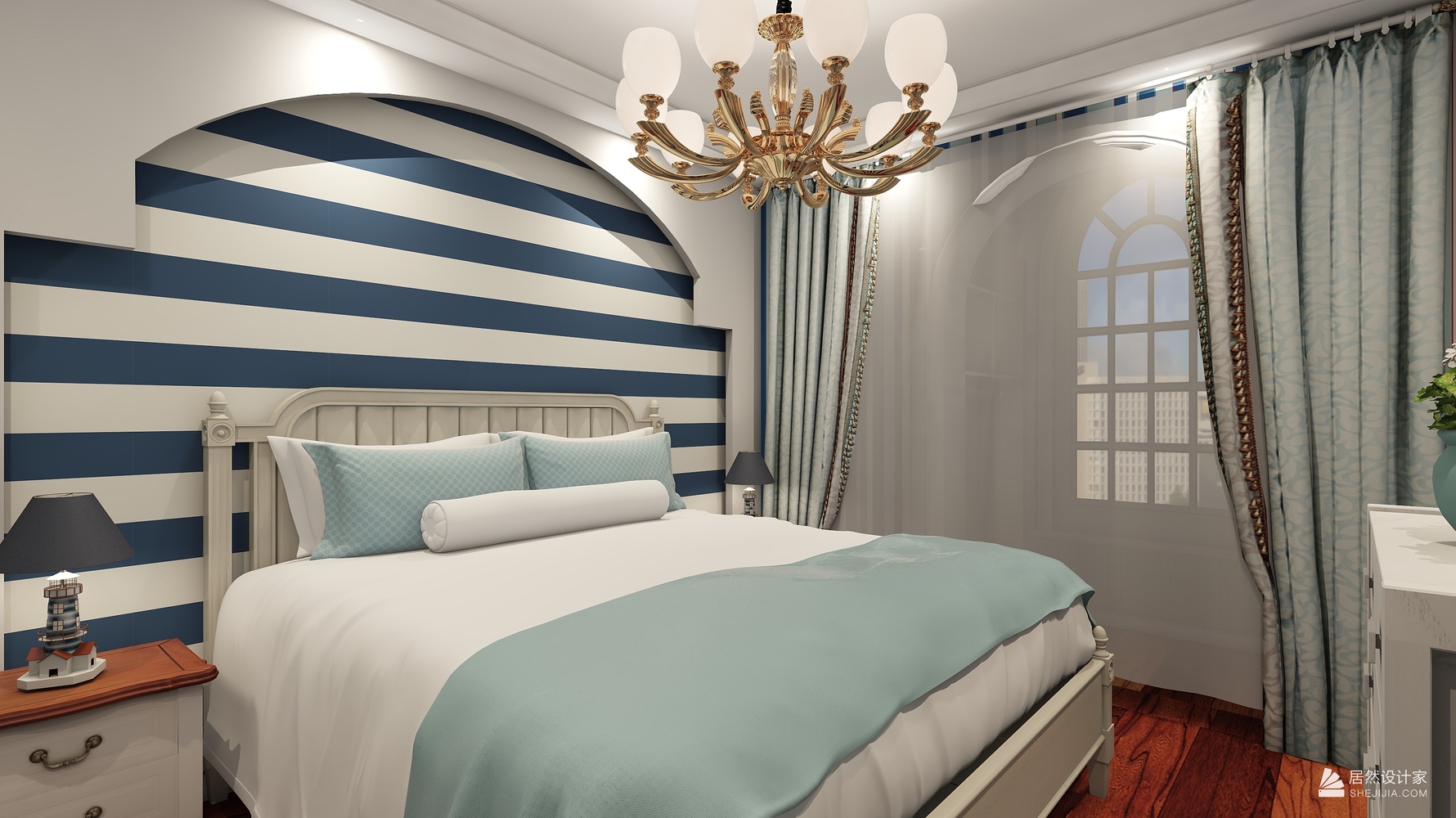 地中海风格主卧装修设计效果图