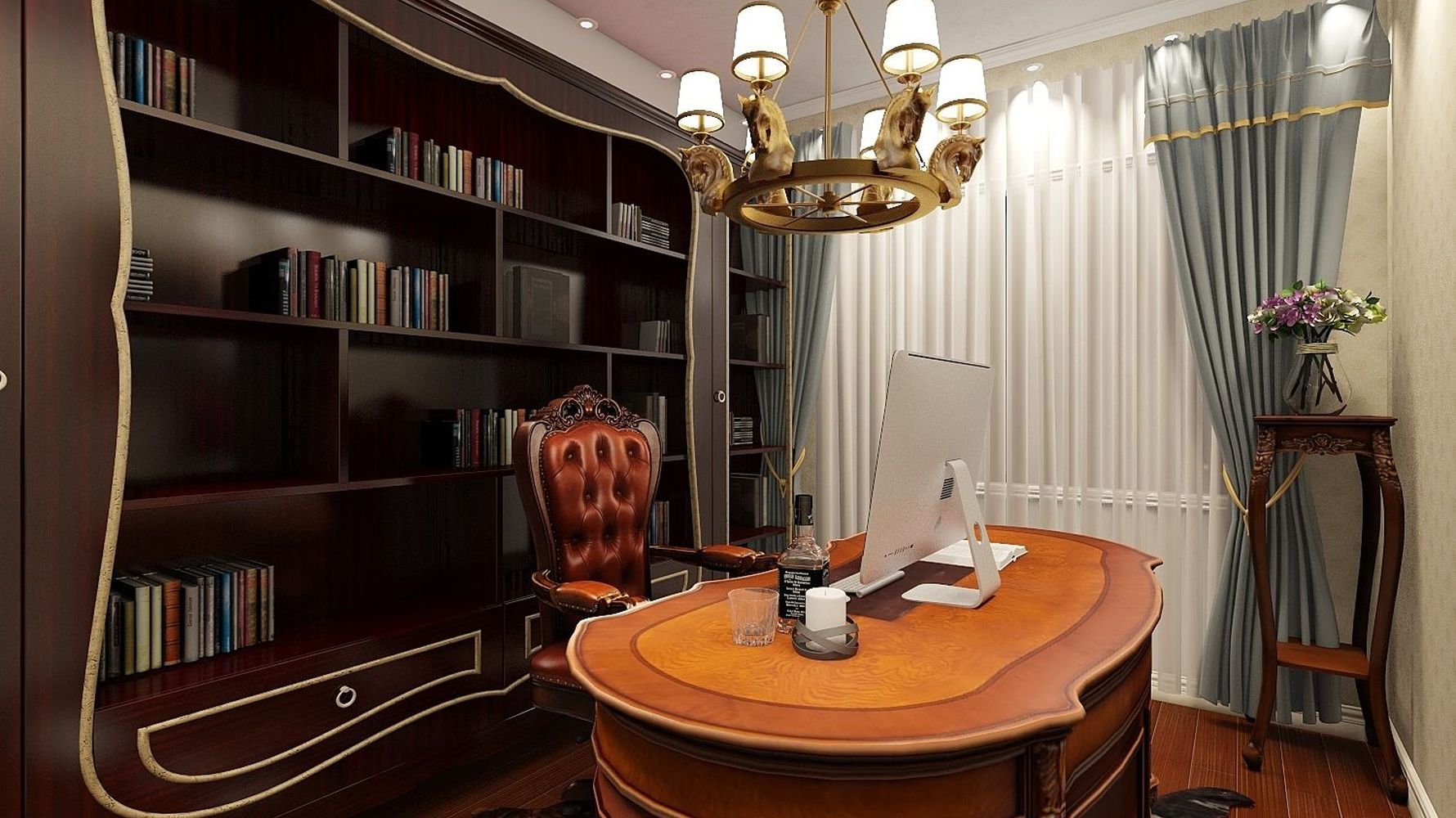 欧式风格书房装修设计效果图