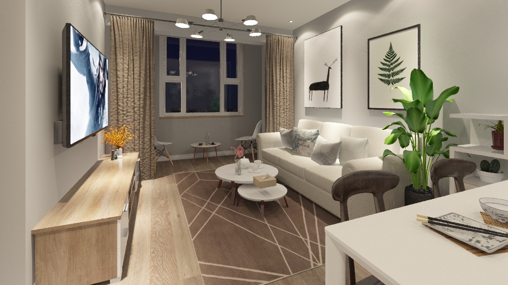 其它风格三室一厅装修设计效果图