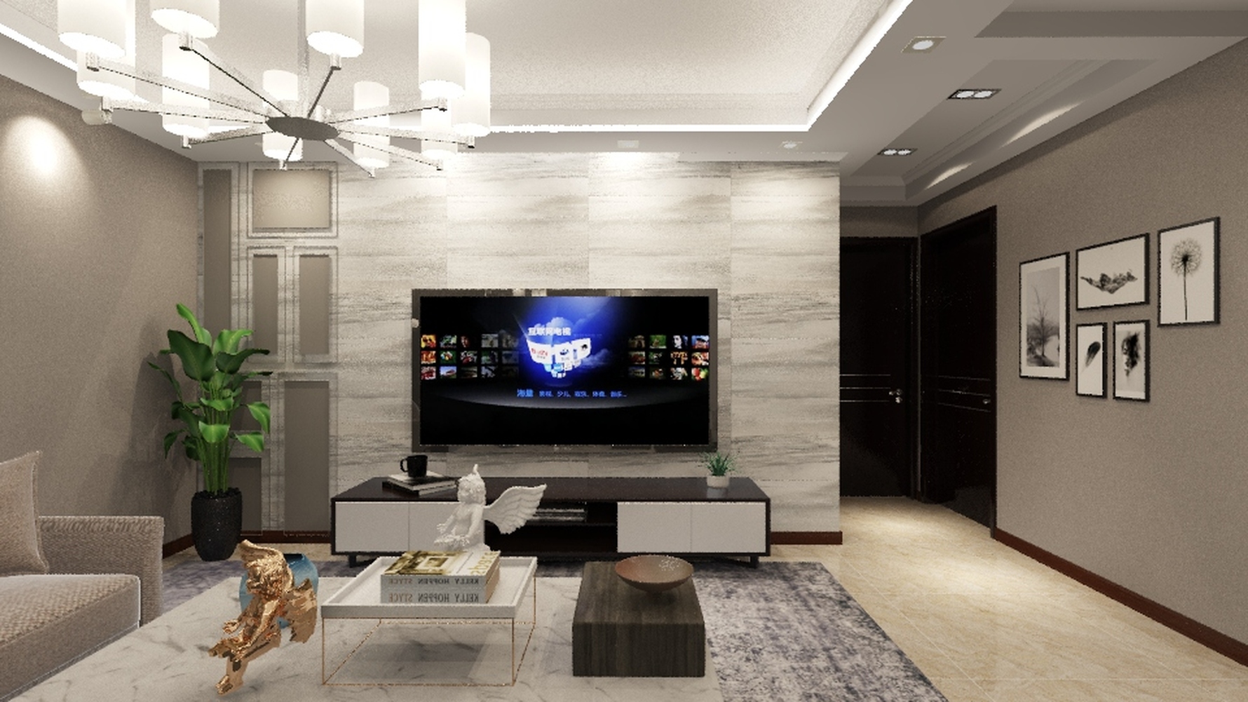 混搭风格三室一厅装修设计效果图