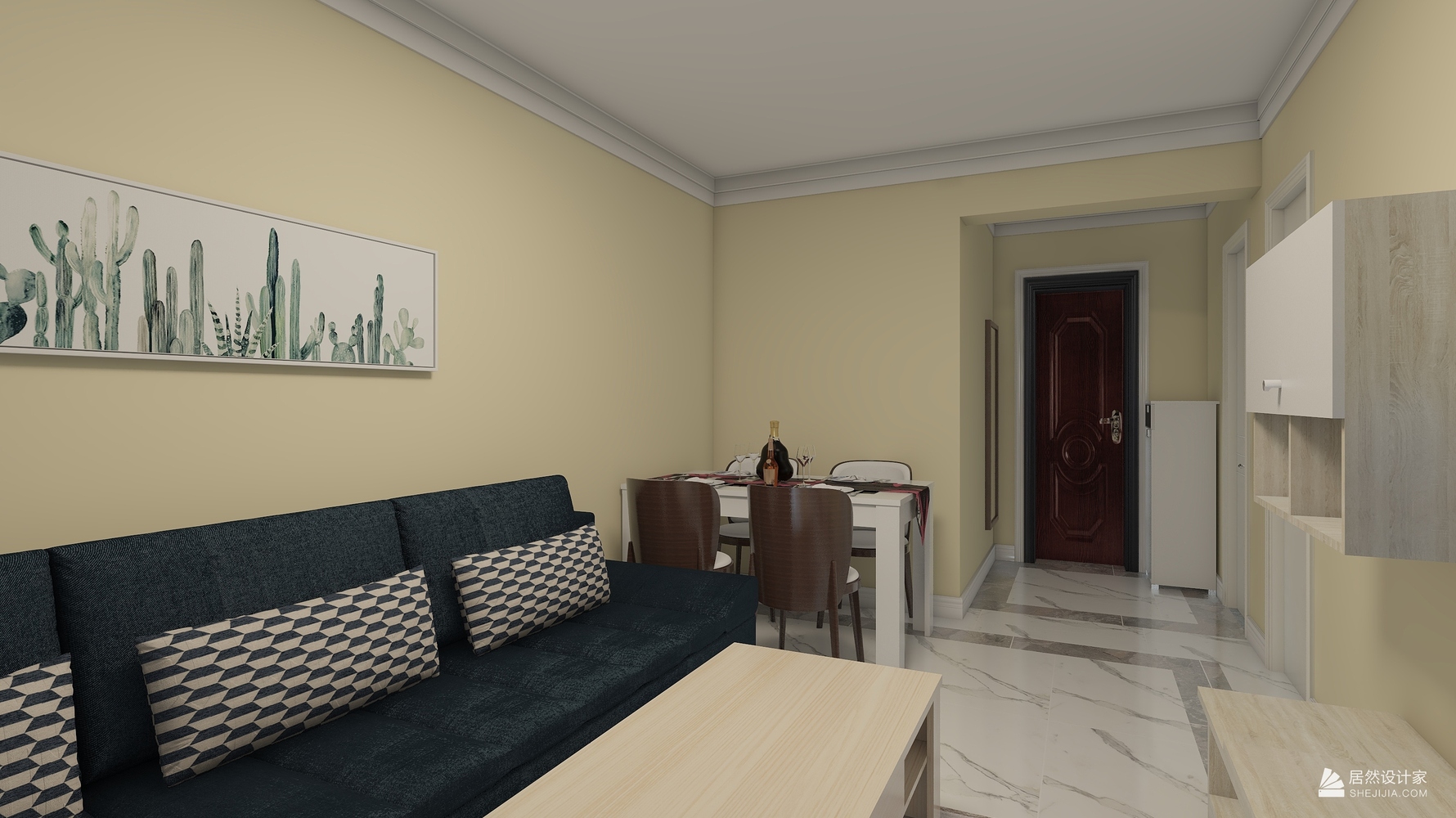 西店村现代 - 现代风格一室一厅装修效果图 - 李永佳设计效果图 - 每