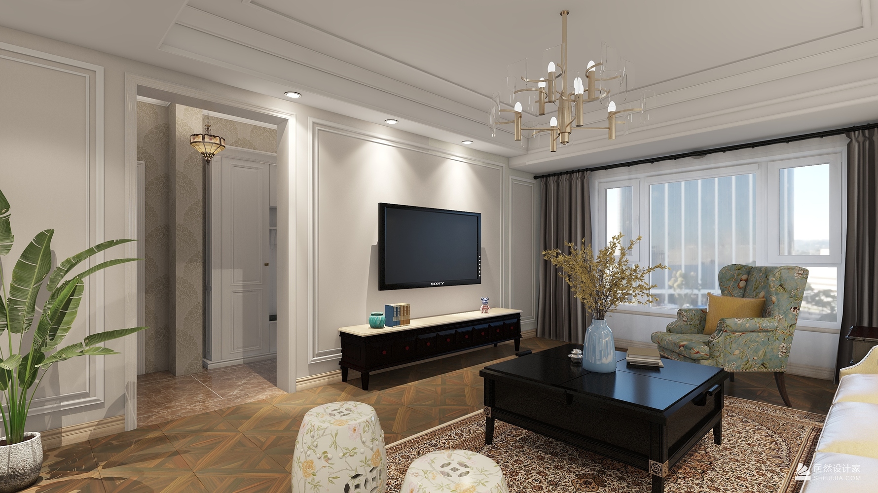 设计家-索弗仑-弗吉尼亚的海岸线 - 美式风格三室两厅装修效果图 - 星