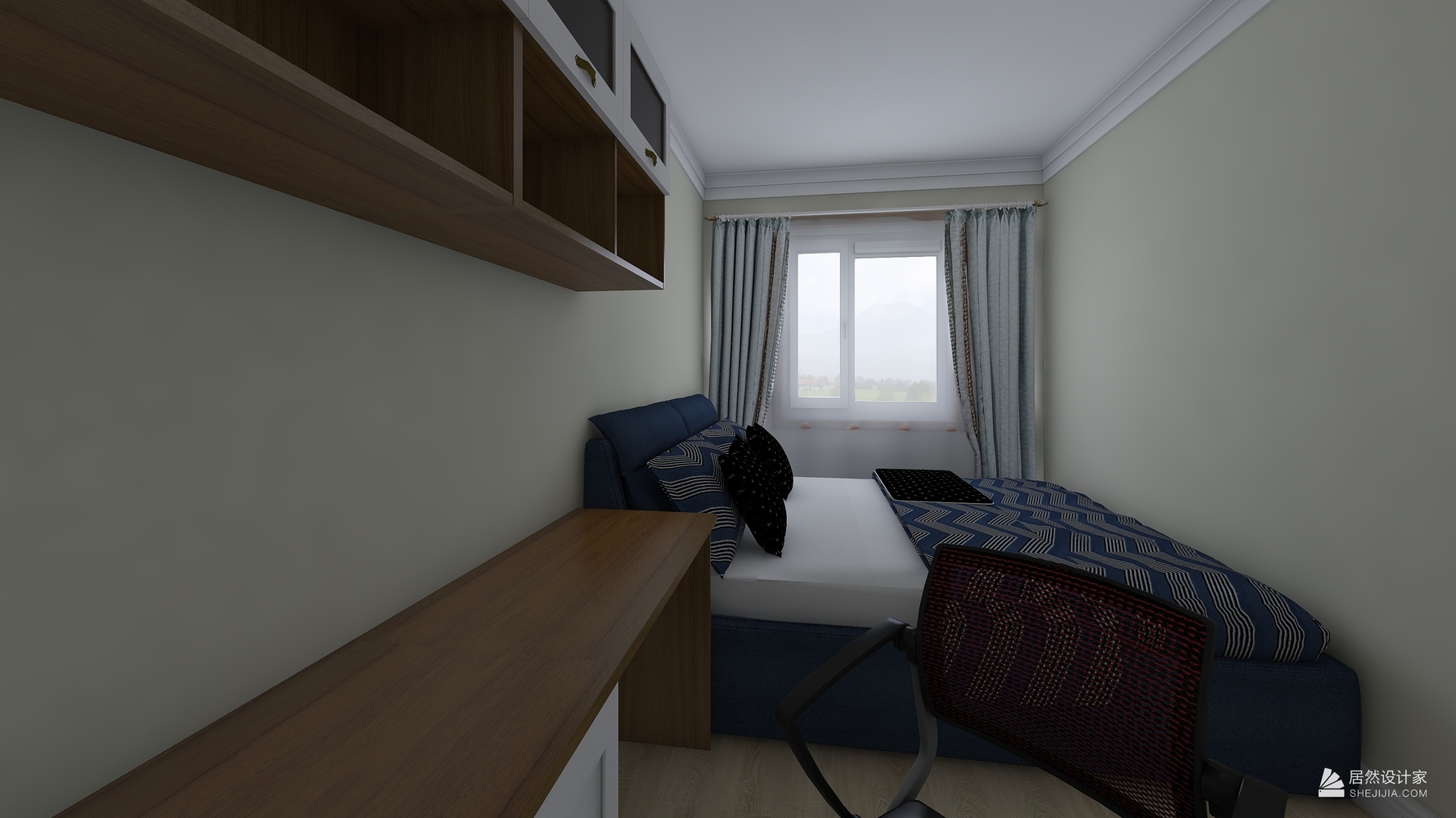 西店村现代 - 现代风格一室一厅装修效果图 - 李永佳设计效果图 - 每