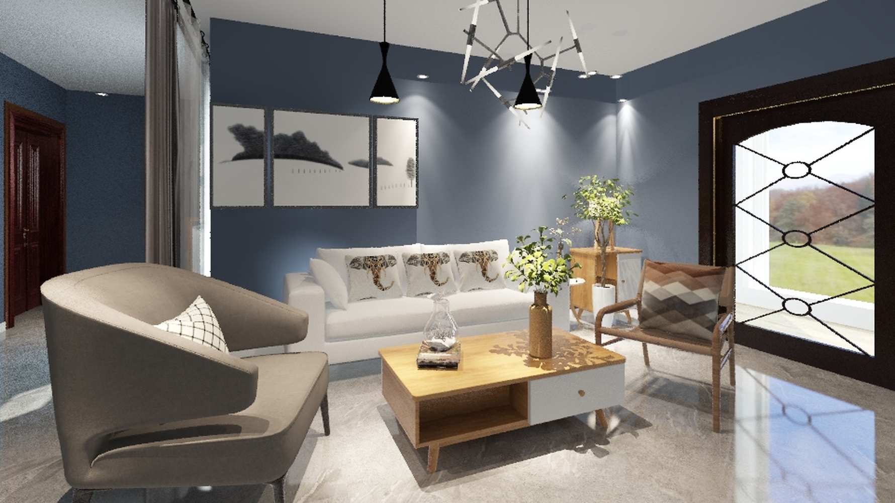 其它风格一室五厅装修设计效果图