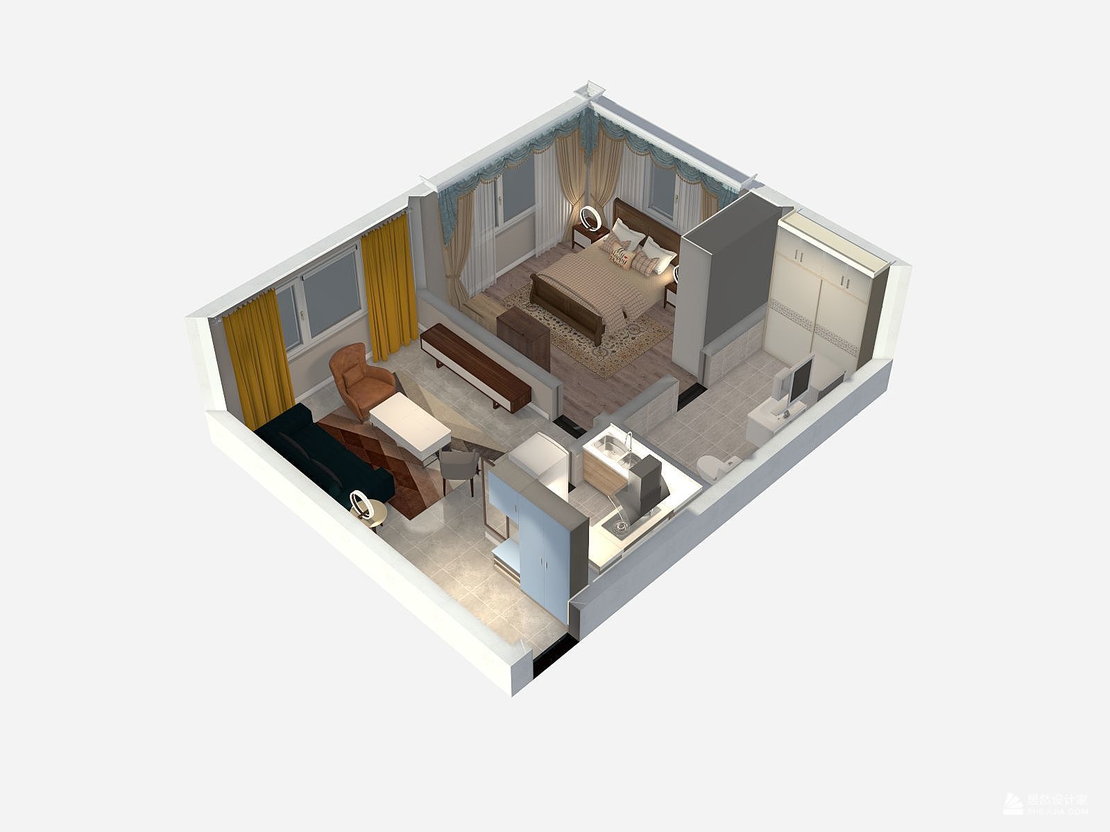 北欧风格一室一厅装修设计效果图