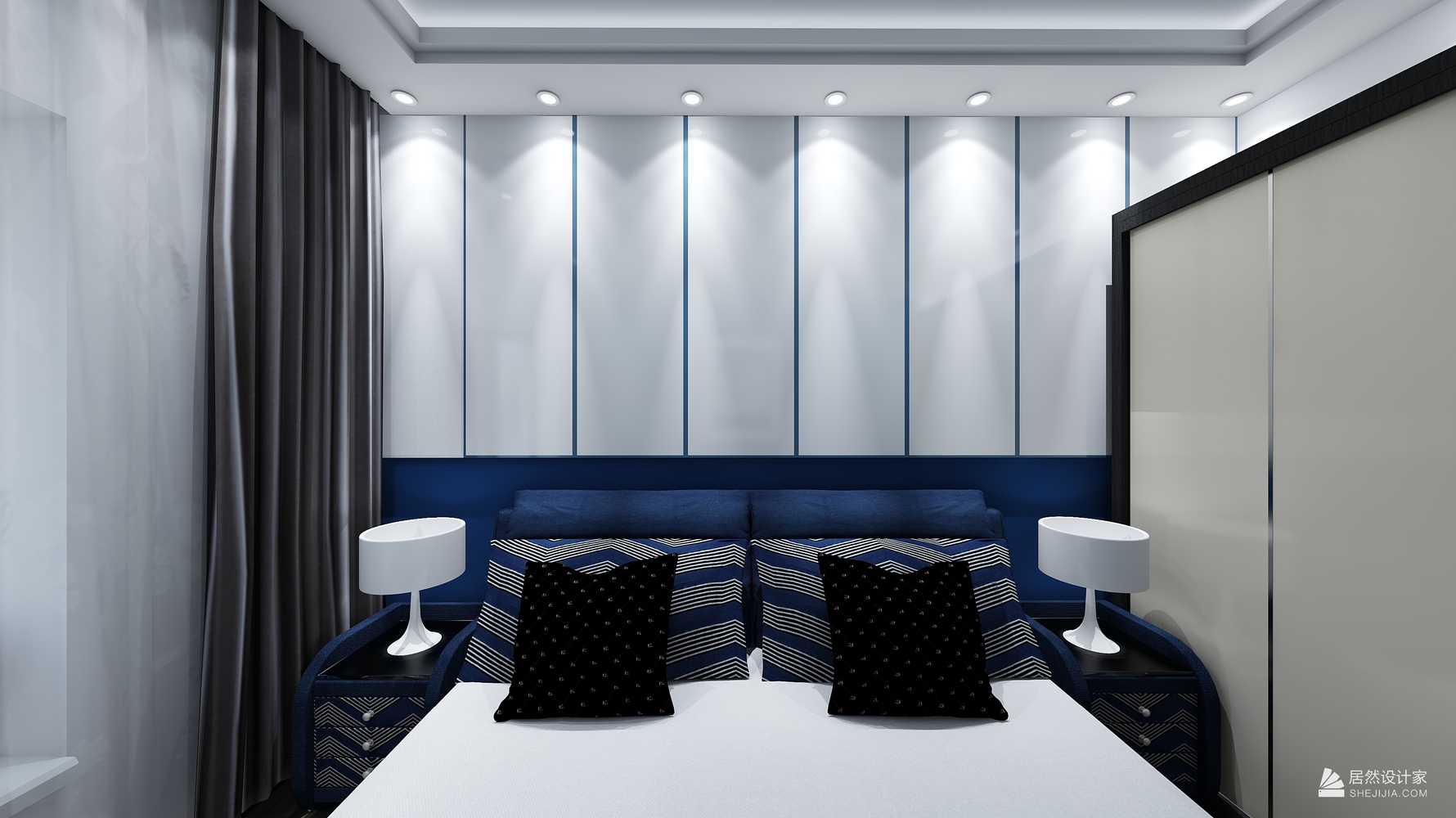 西北旺-蓝白色调 - 现代风格三室两厅装修效果图 - 简丹设计效果图