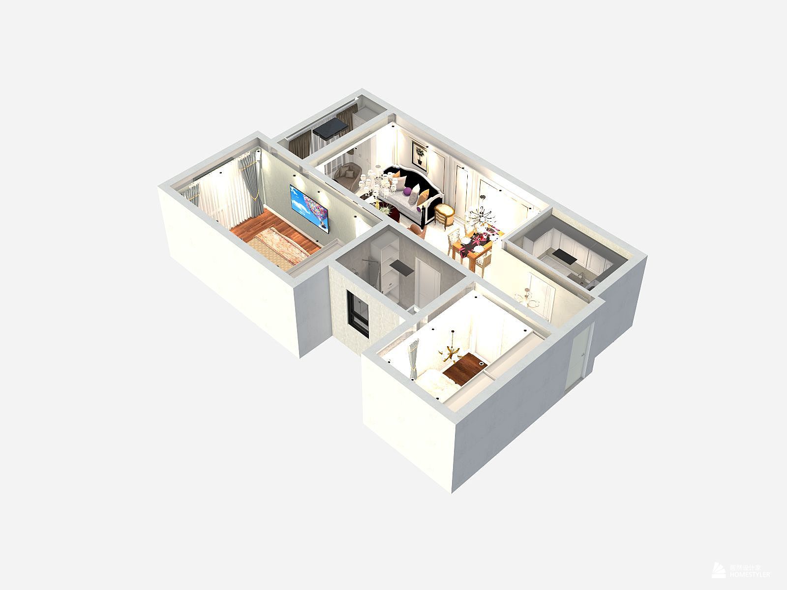 其它风格两室一厅装修设计效果图