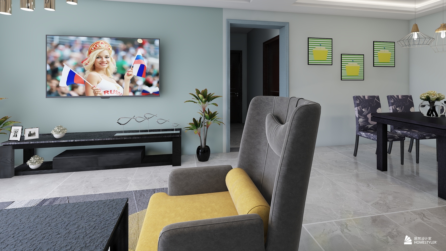 其它风格三室两厅装修设计效果图