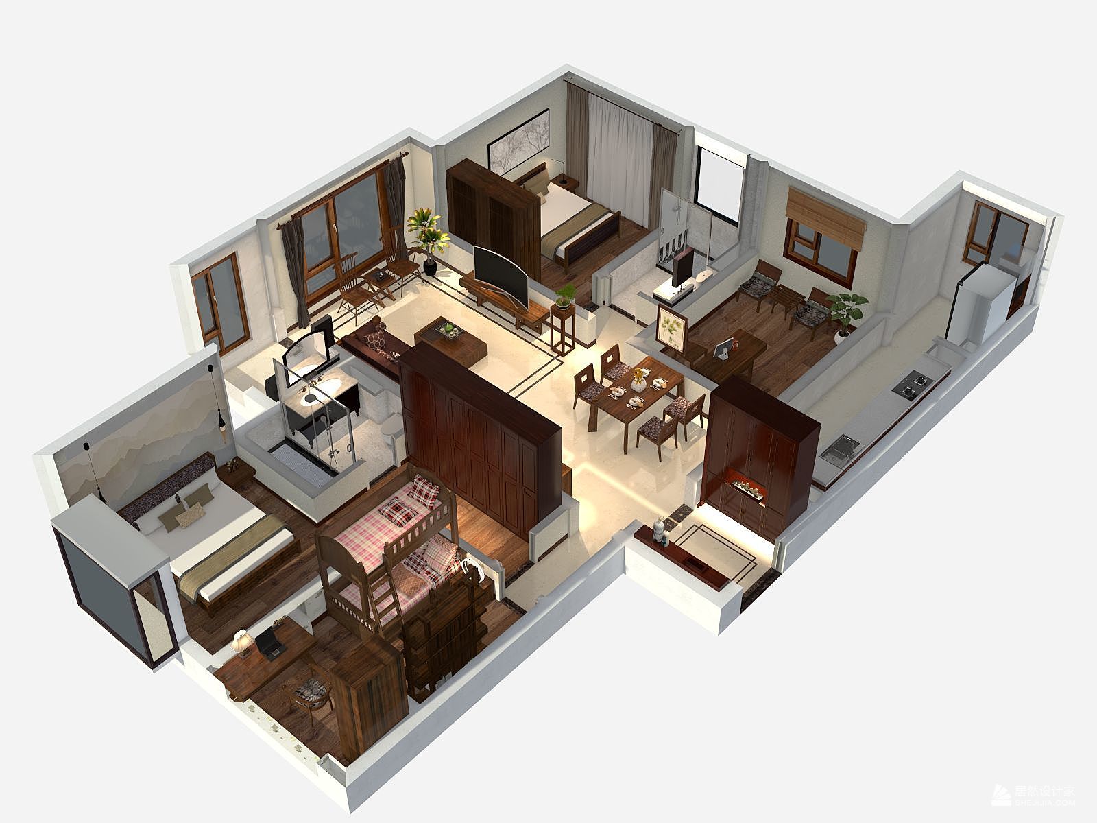 其它风格四室两厅装修设计效果图