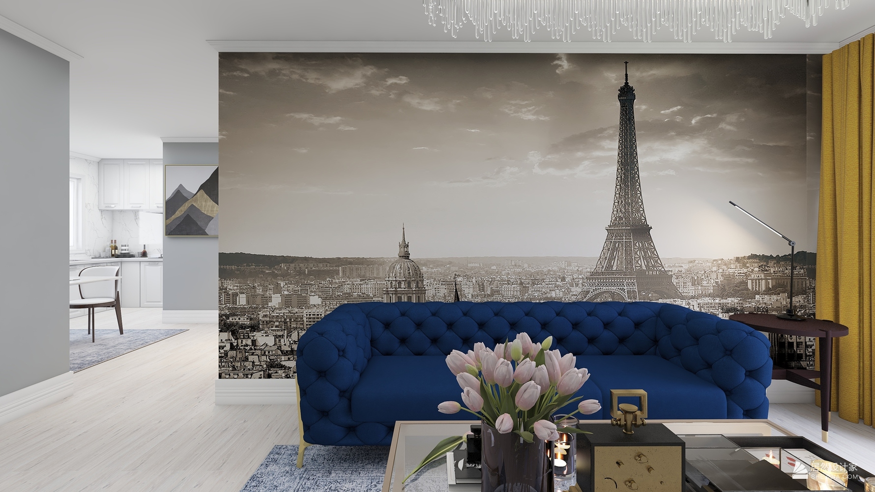 混搭风格三室两厅装修设计效果图