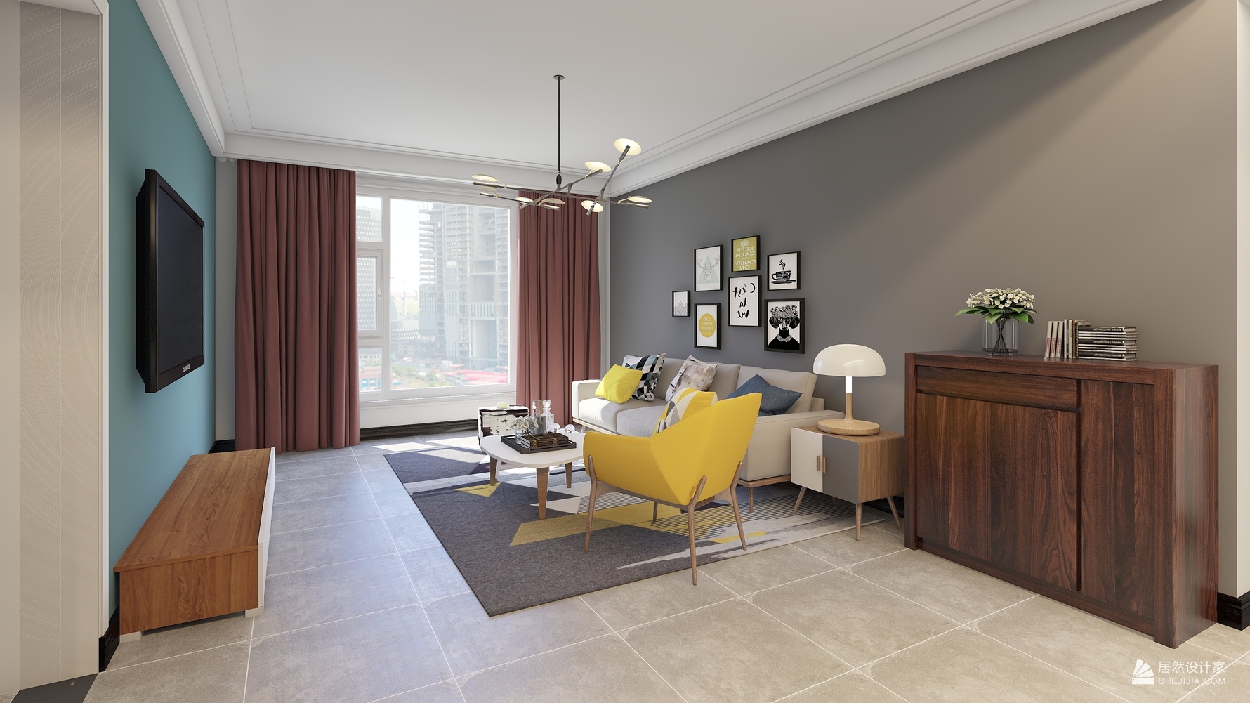 其它风格三室两厅装修设计效果图