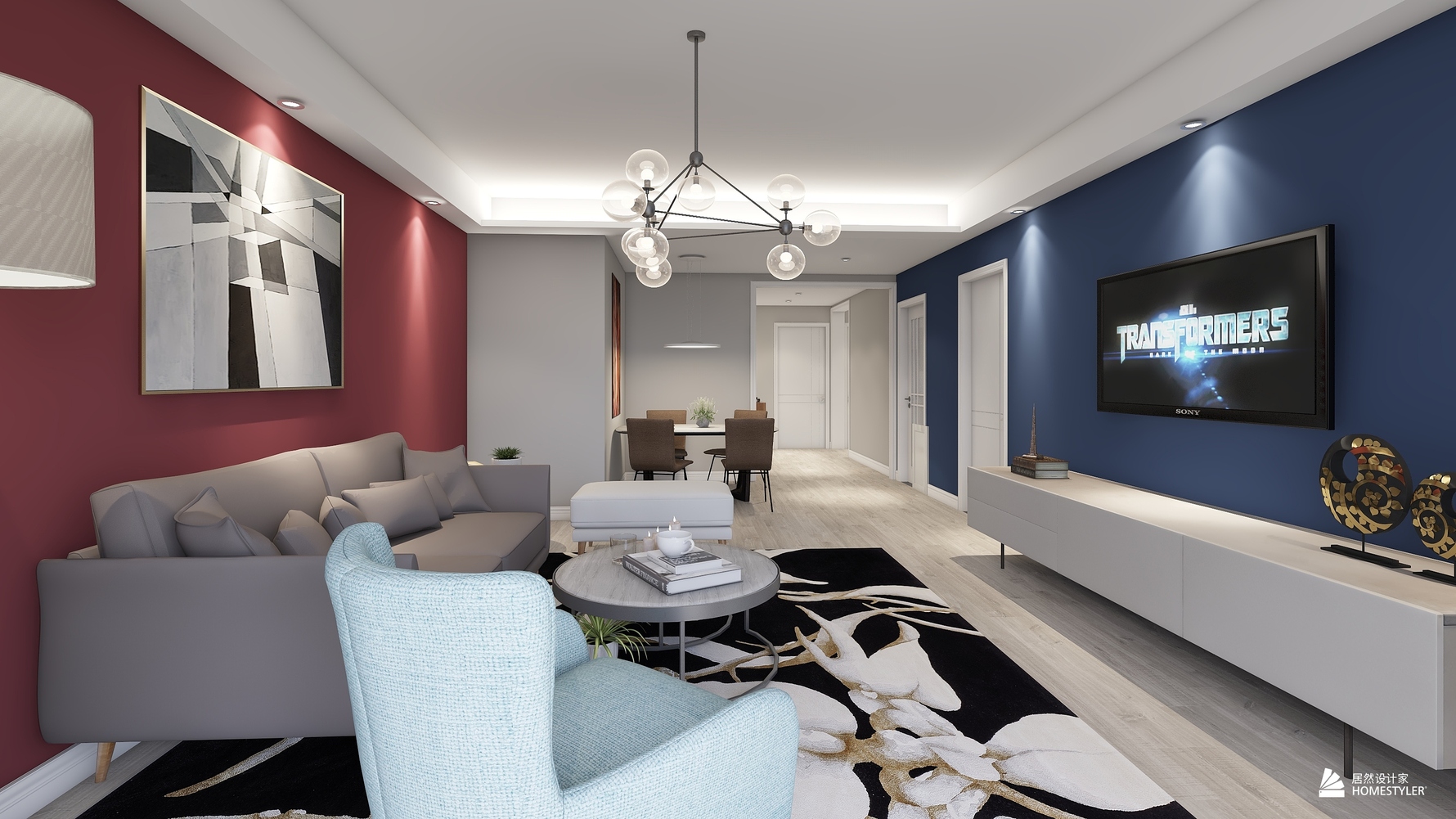 北欧风格三室一厅装修设计效果图