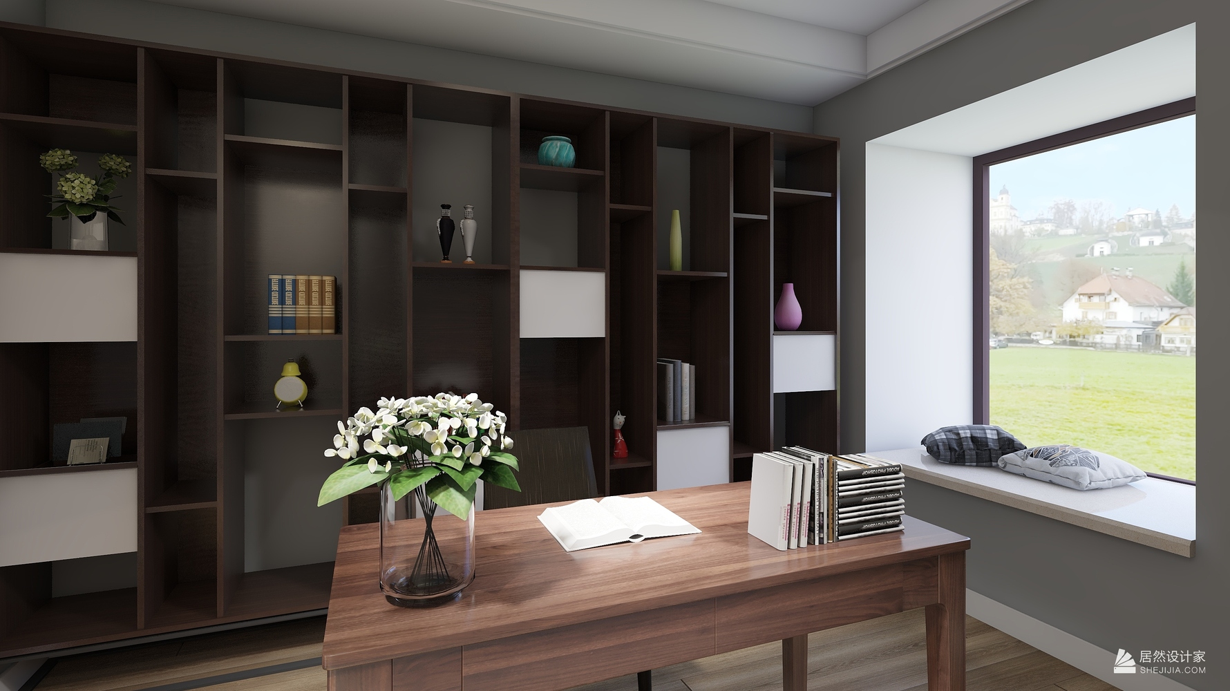 现代风格书房装修设计效果图