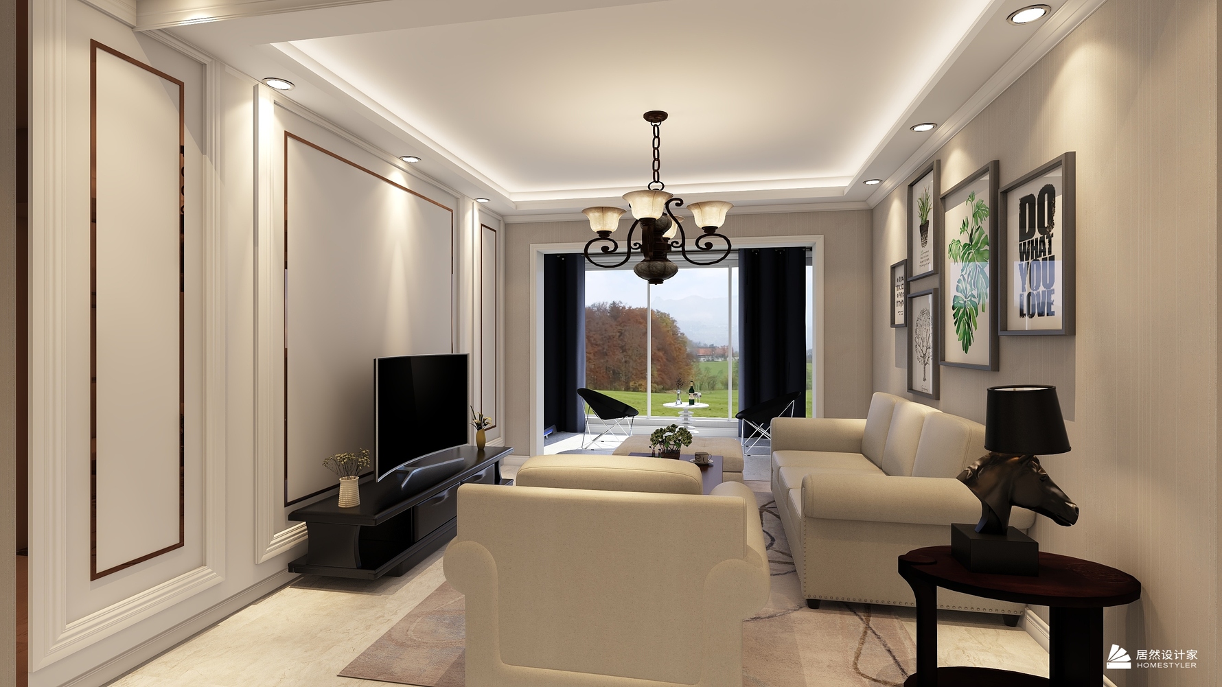 其它风格三室两厅装修设计效果图