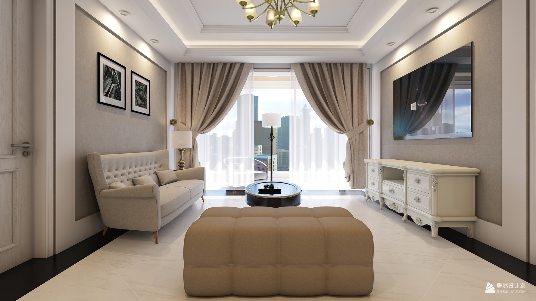 阜成路33号院 - 欧式风格三室一厅装修效果图 - 胡江设计效果图 - 每