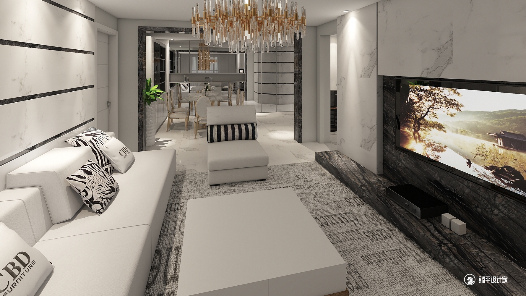 其它风格三室两厅装修设计效果图