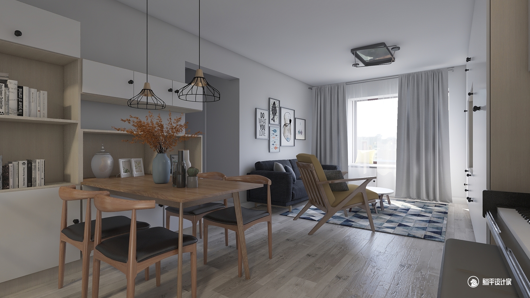 贾先生简约风格 - 北欧风格两室一厅装修效果图 - 康佳满设计效果图