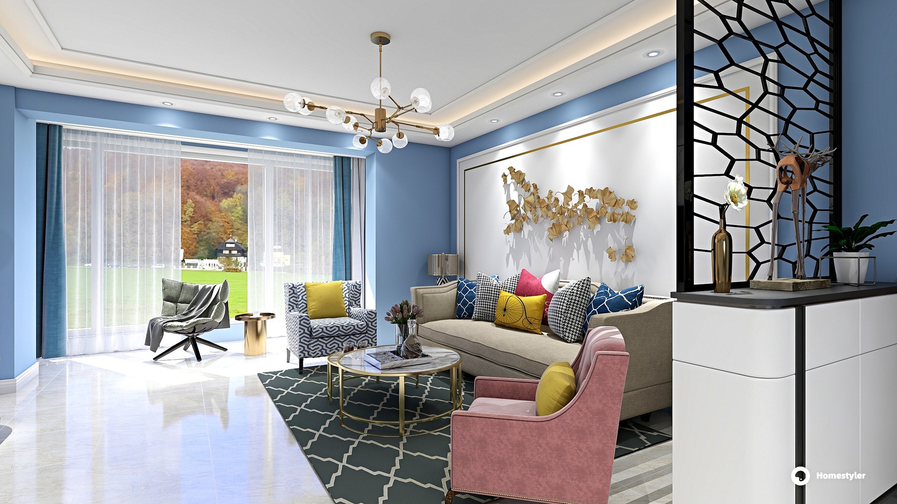 其它风格三室两厅装修设计效果图