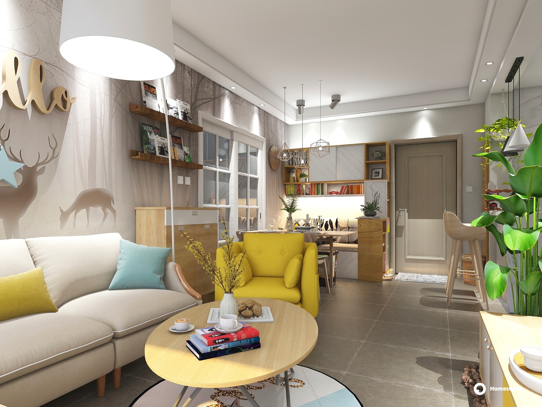 北欧风格两室两厅装修设计效果图