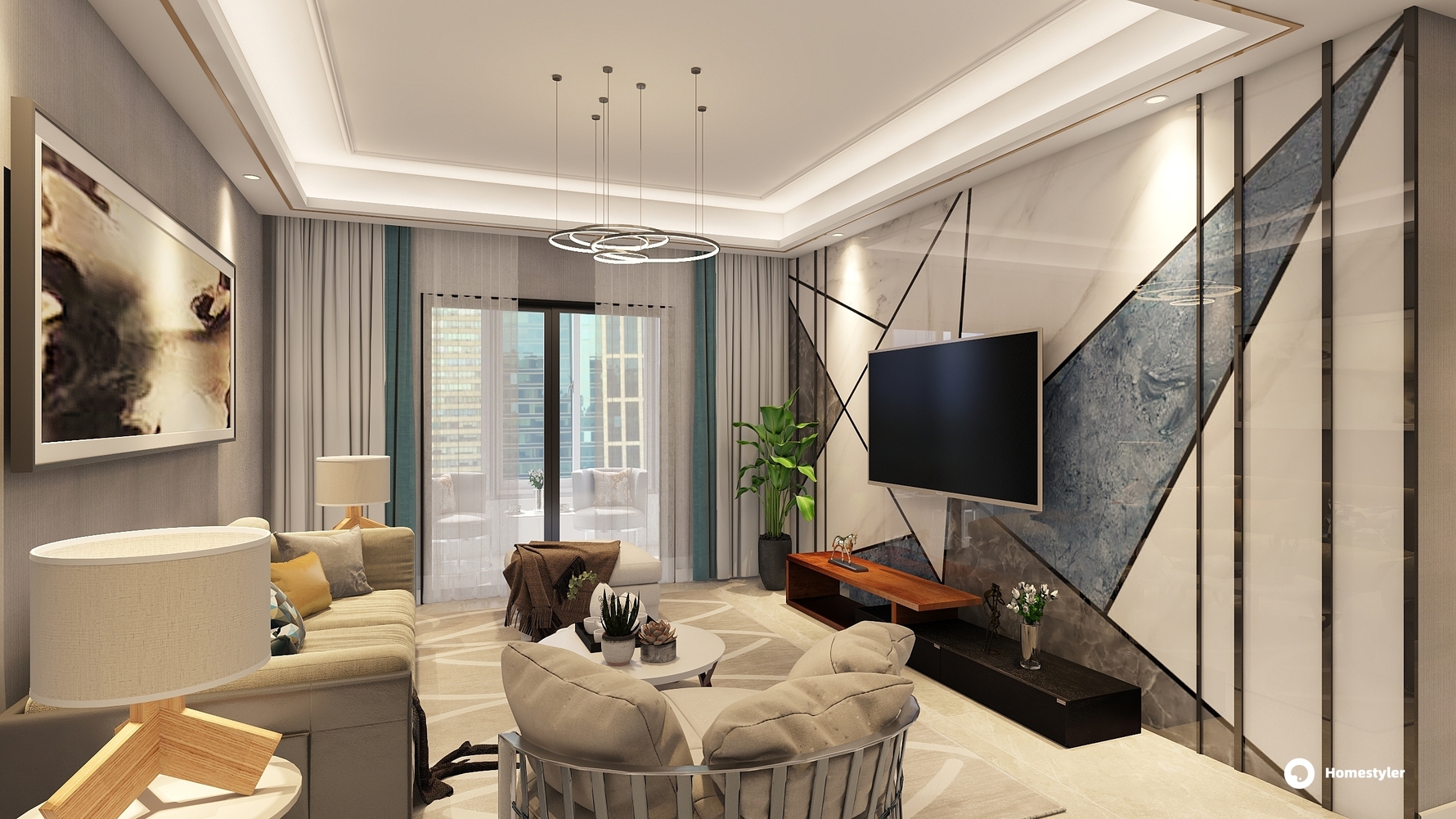 其它风格三室两厅装修设计效果图