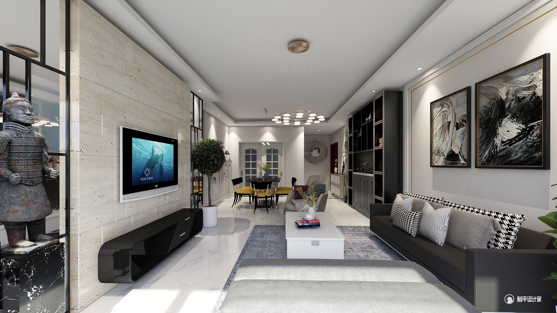 现代风格三室两厅装修设计效果图