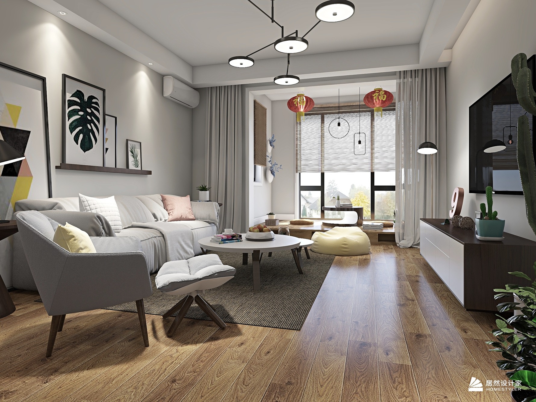 北欧风格三室两厅装修设计效果图