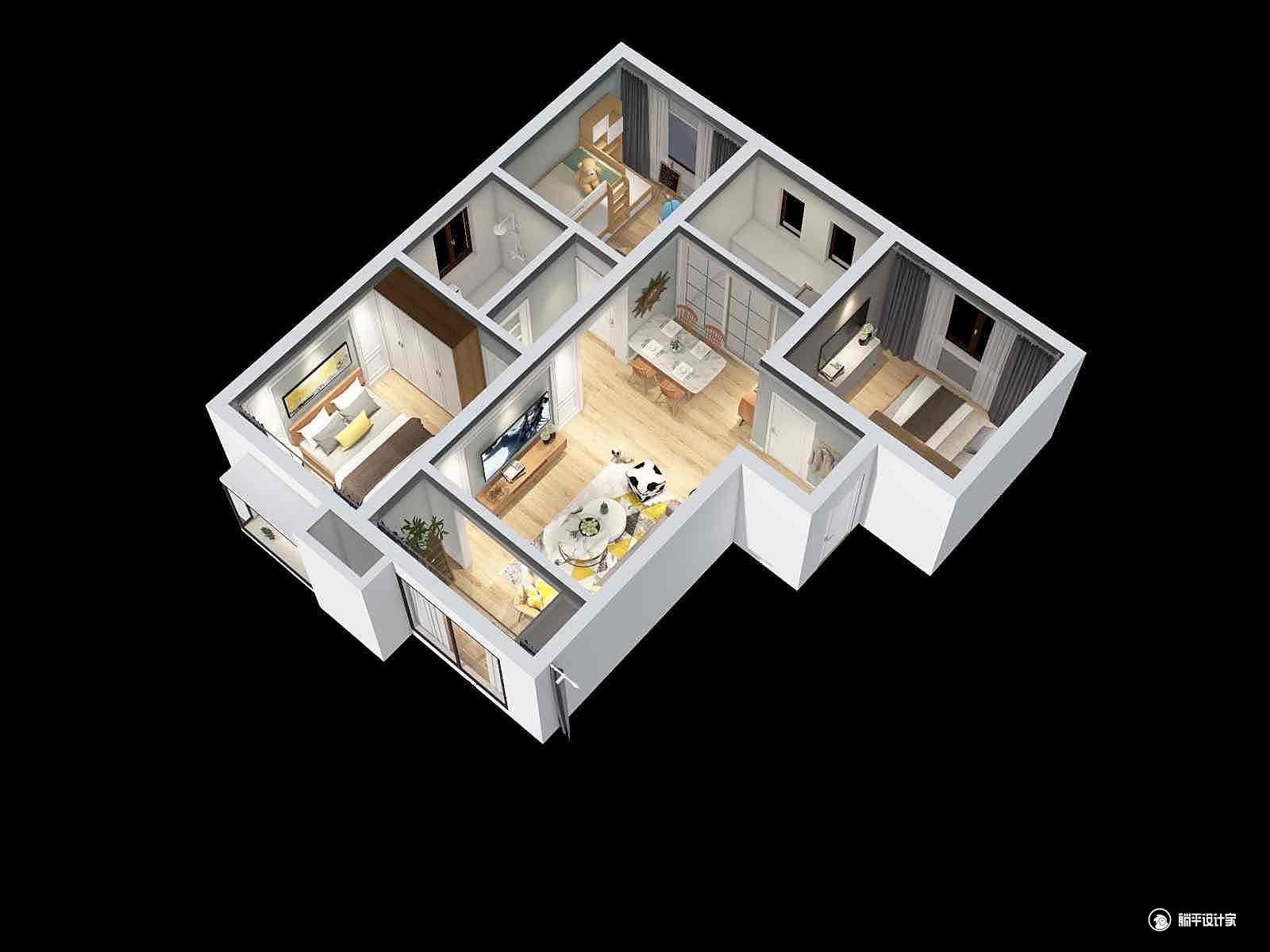 北欧风格三室两厅装修设计效果图