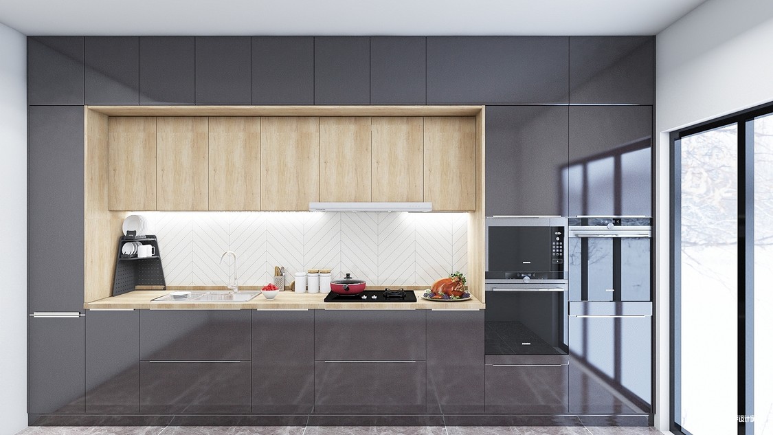 亚光黑+木色厨房