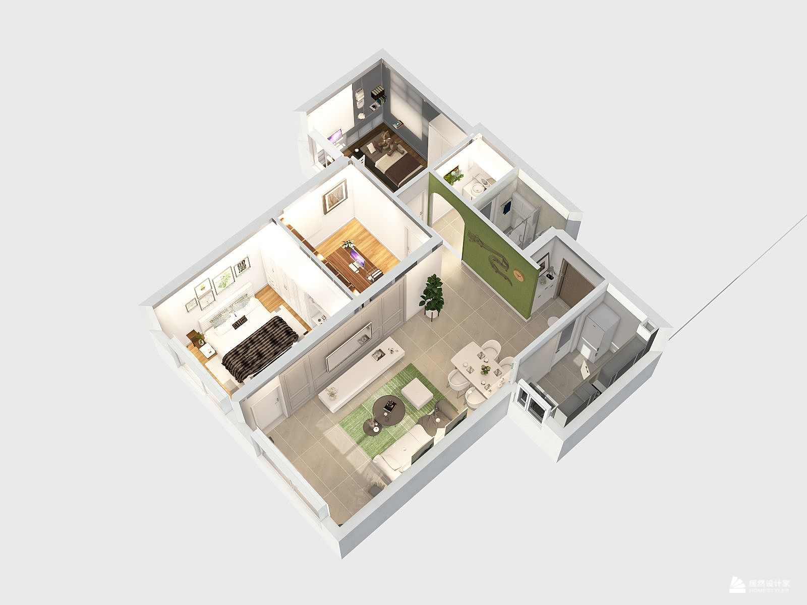 混搭风格三室一厅装修设计效果图