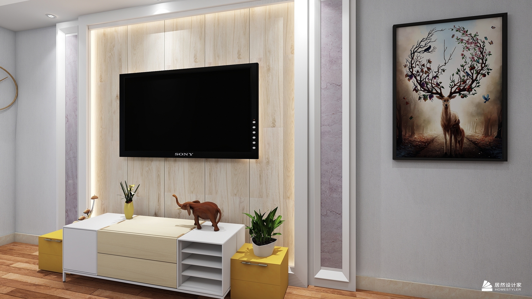 混搭风格三室两厅装修设计效果图