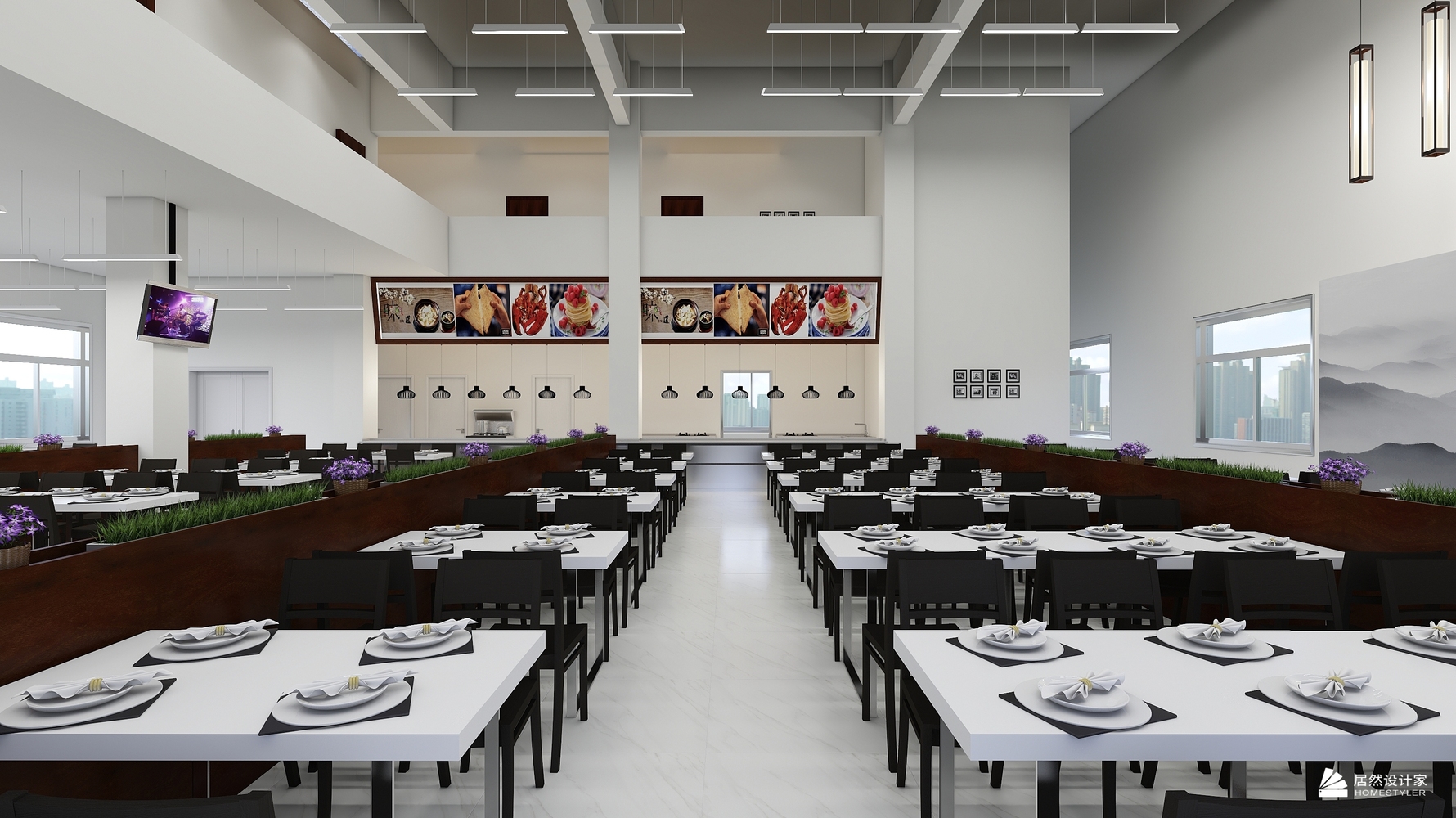 襄阳市某机关食堂 - 其它风格一室一厅装修效果图 - 刘京晶设计效果图