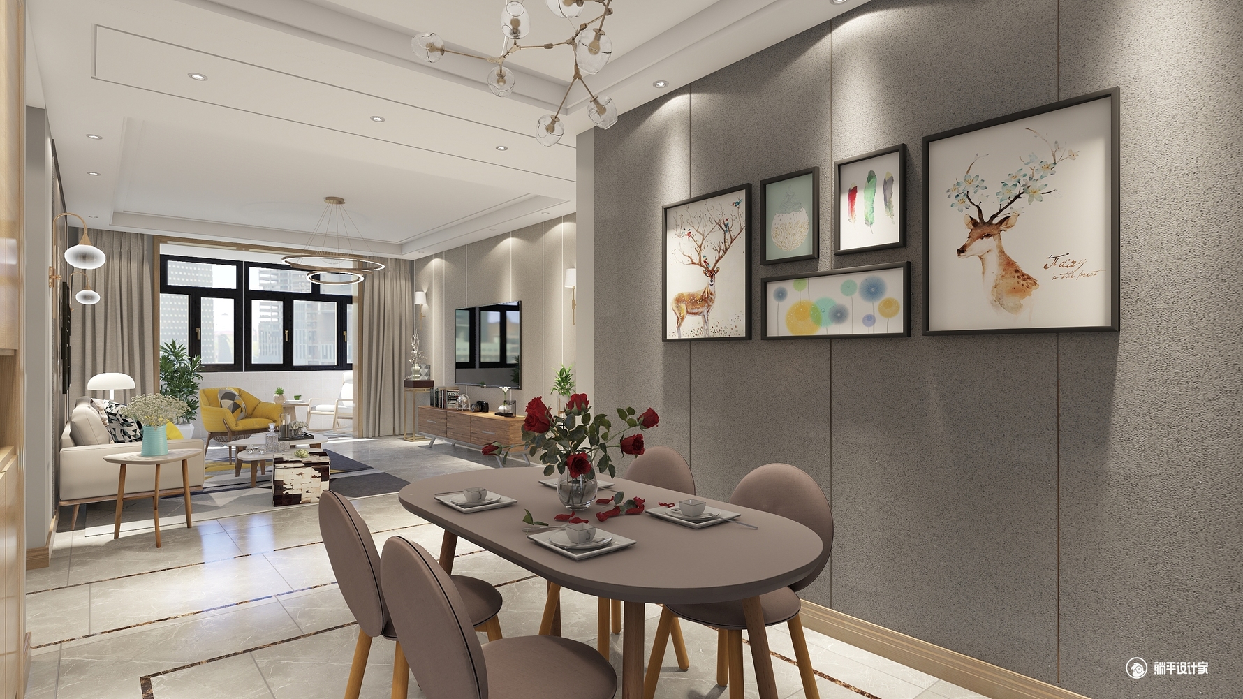 其它风格三室两厅装修设计效果图