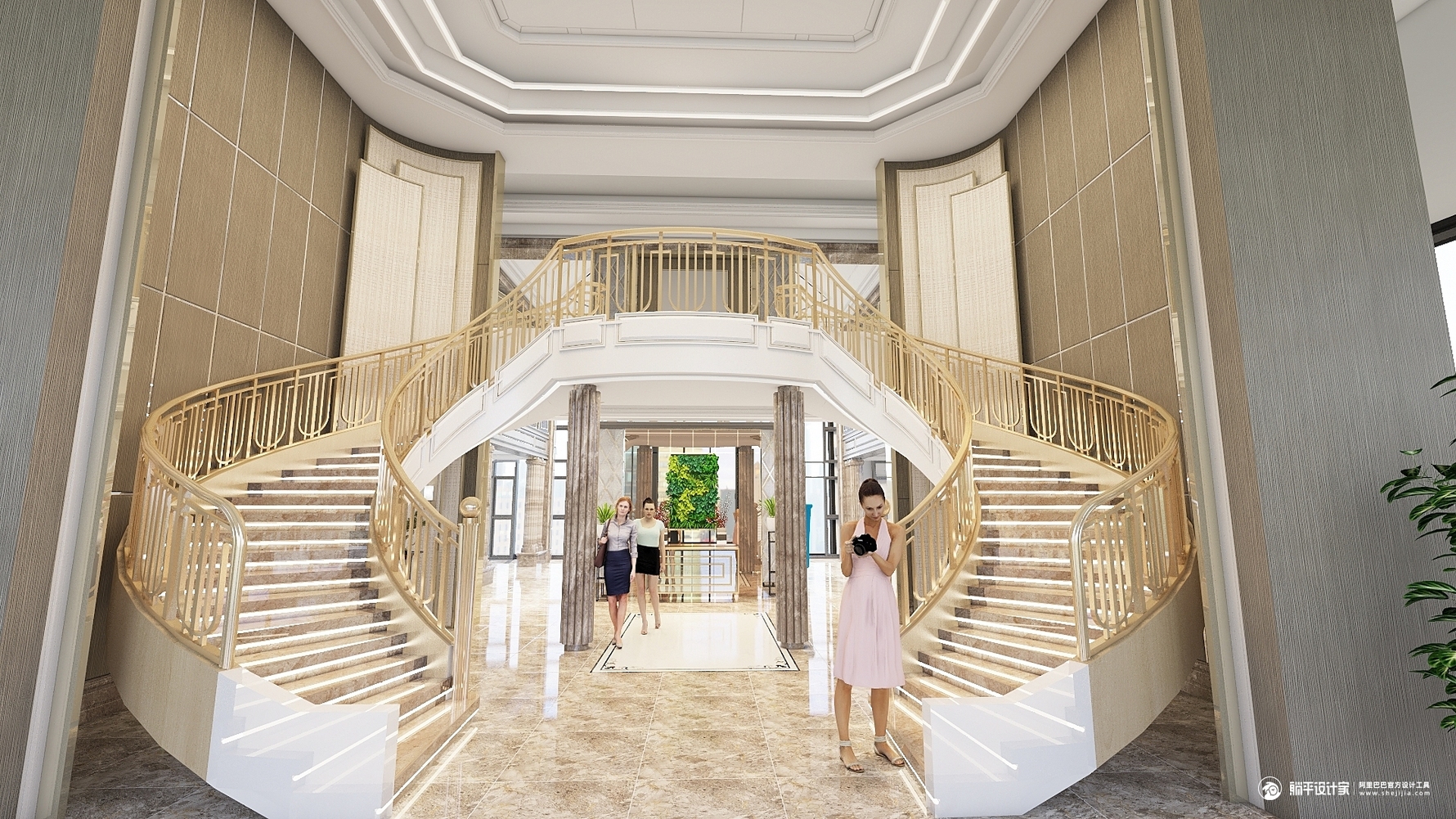 酒店大堂-双楼梯