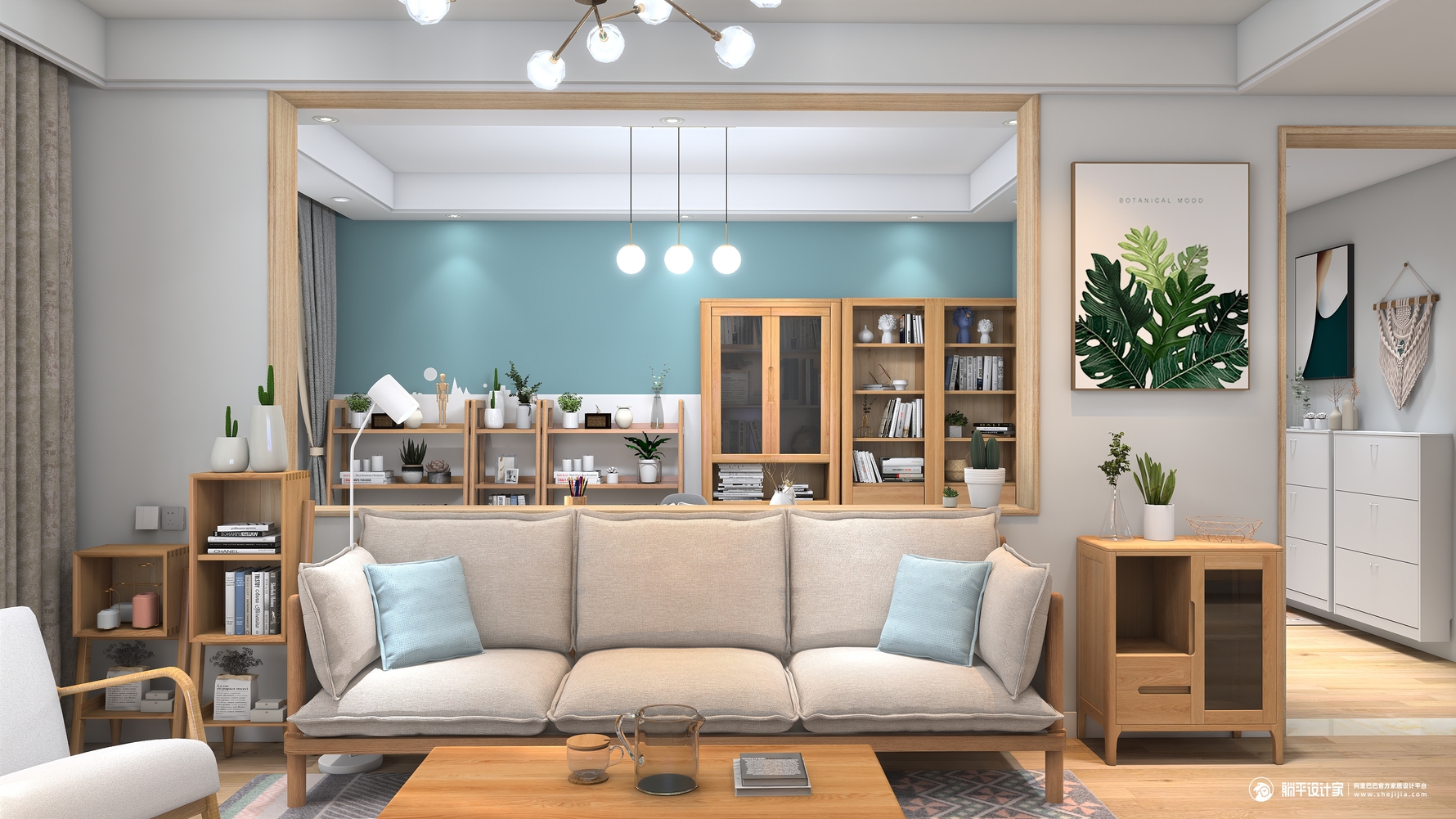 北欧风格三室一厅装修设计效果图