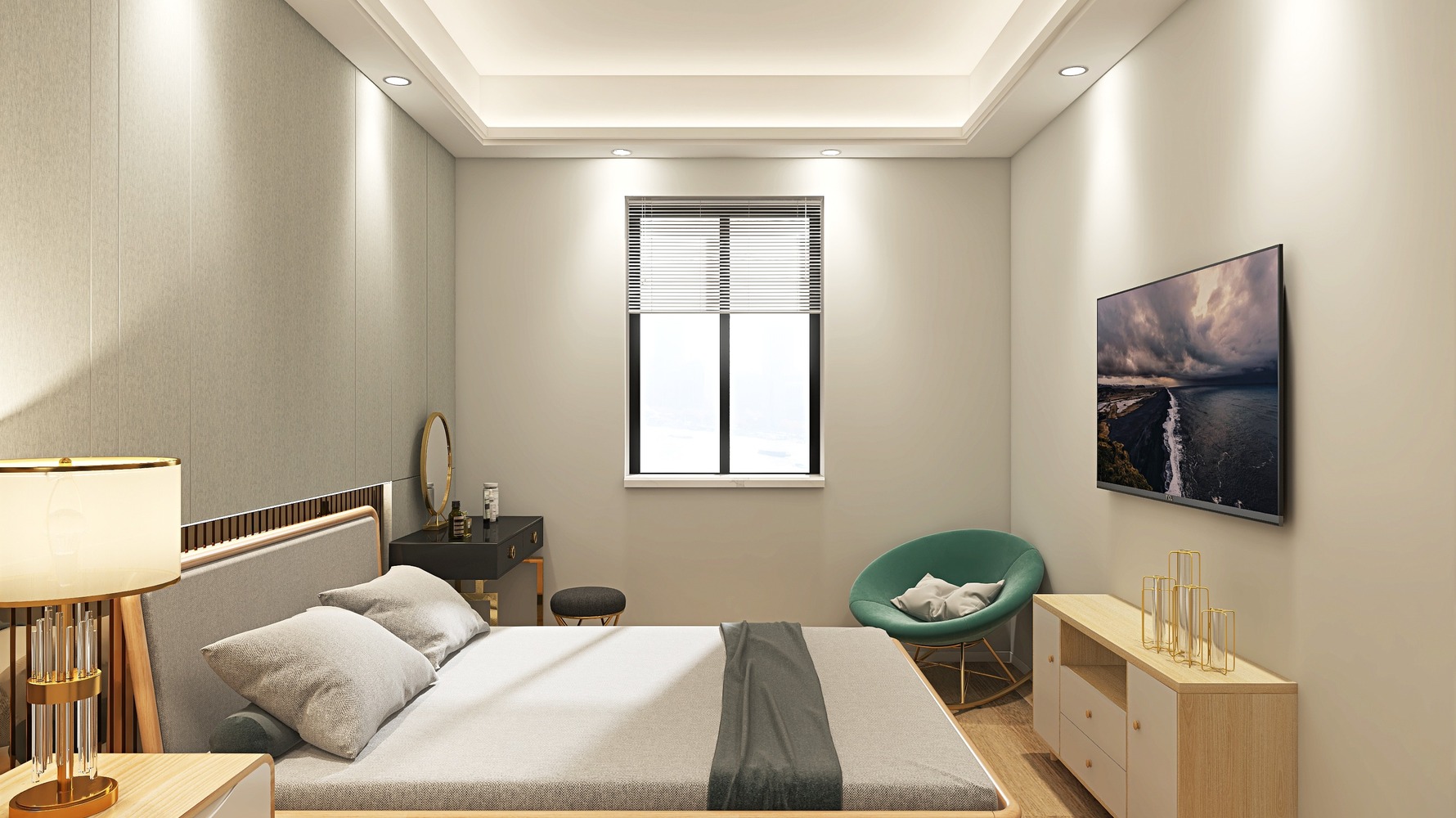 现代风格主卧装修设计效果图