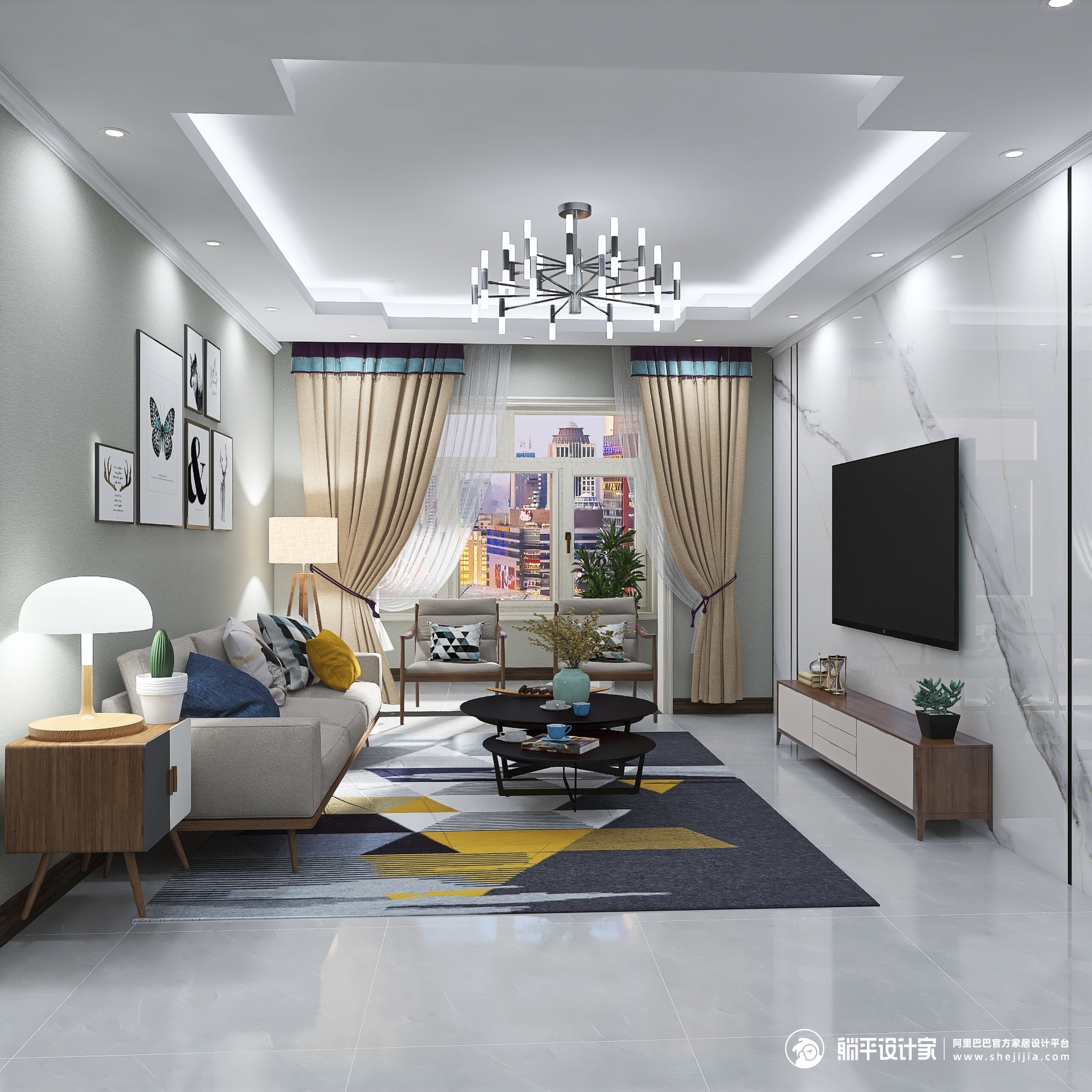 北欧风格三室两厅装修设计效果图