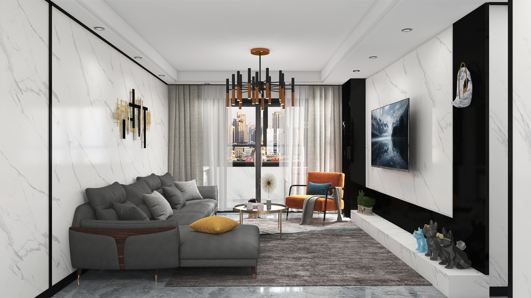 d 现代都市之家 - 其它风格三室三厅装修效果图 - 007设计效果图 - 每