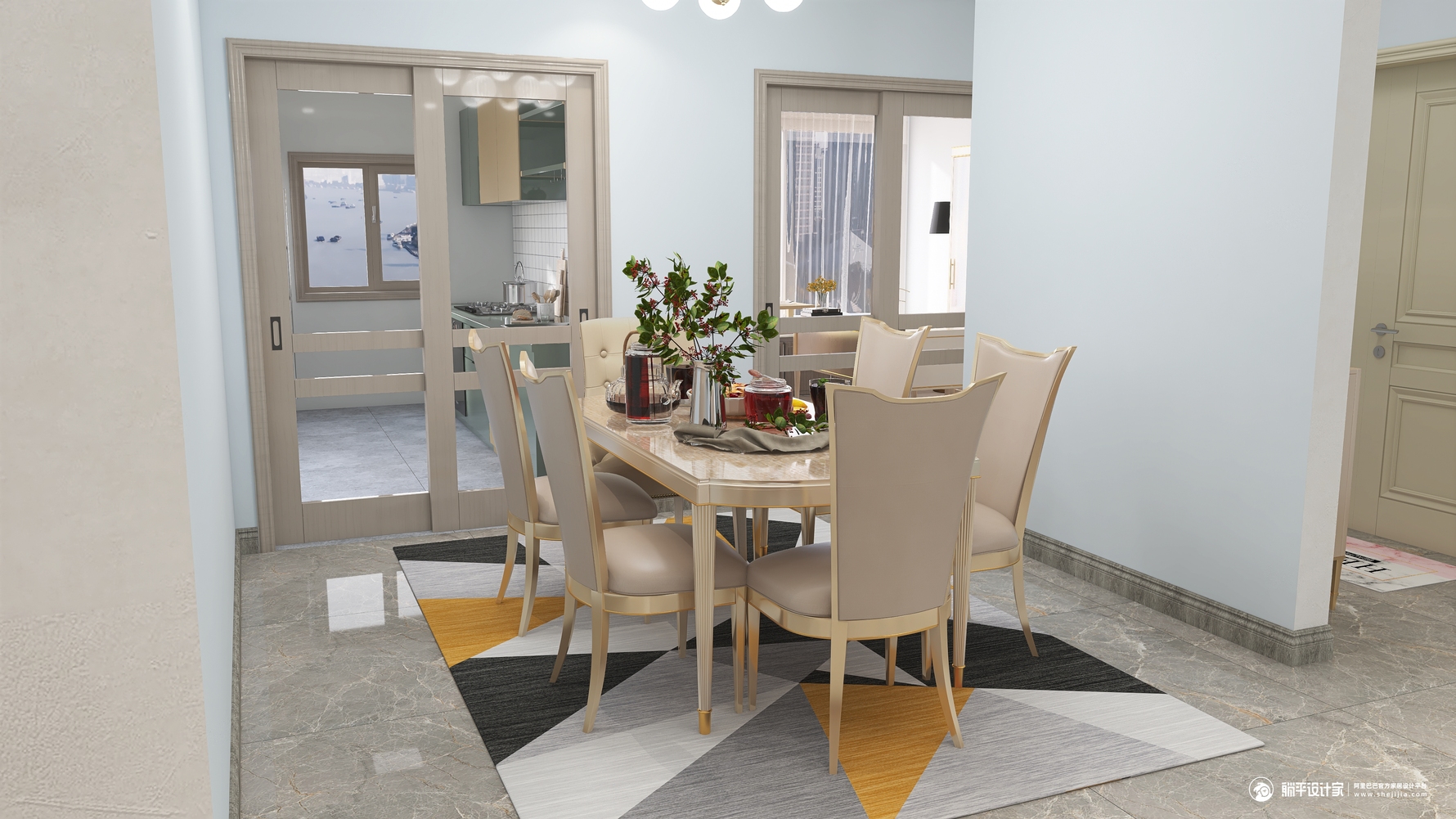 其它风格三室两厅装修设计效果图