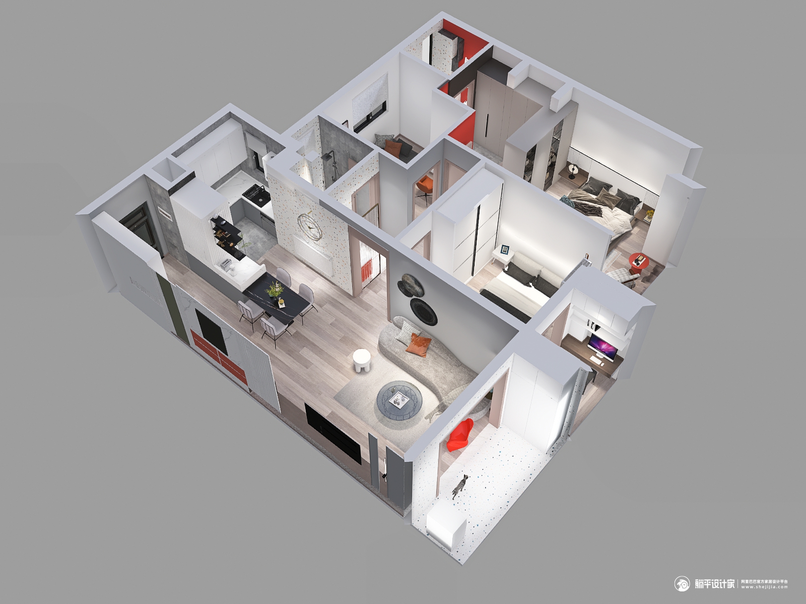 现代风格三室两厅装修设计效果图