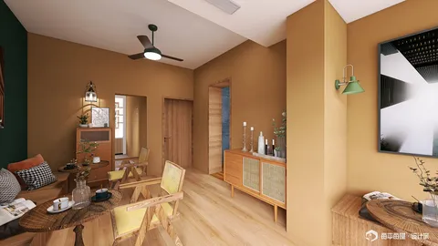 cozy living room furniture arrangement showcasing a warm color palette in a modern style emphasizing comfort and relaxation, utilizing Homestyler's 3D rendering feature for design visualization.