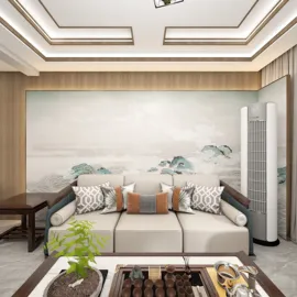 sofa arrangement featuring a modern design with elegant cushions in a contemporary living room setting, showcasing a tranquil aesthetic and incorporating indoor plants, utilizing Homestyler's real-time 3D rendering feature for accurate visualization.