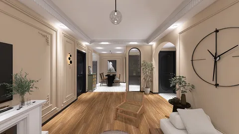 living room with modern furniture arrangement showcasing classic design style and spatial value, featuring Homestyler's real-time 3D rendering functionality