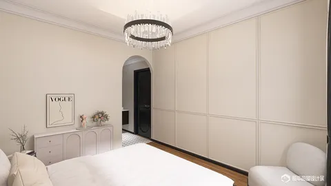 Modern bedroom with elegant decor showcasing a cozy atmosphere, featuring smart furniture layout for optimized space usage, utilizing Homestyler's real-time 3D rendering.