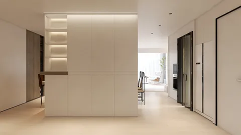 modern kitchen cabinetry enhancing open space design featuring minimalist style optimized for small apartment living using Homestyler's real-time 3D rendering