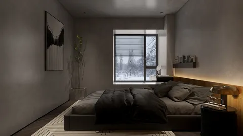 modern bedroom design featuring a contemporary bed layout, showcasing minimalist aesthetics and cozy ambiance, ideal for interior decor enthusiasts; utilizing Homestyler's real-time 3D rendering for accurate visualization.